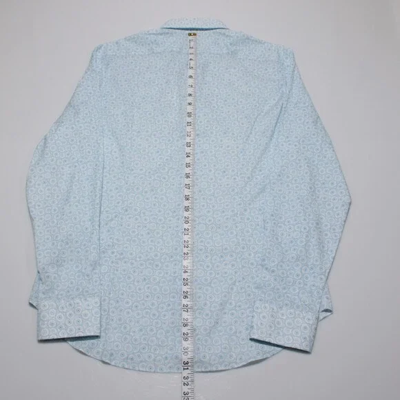 Fedeli NWT Dress Shirt Size 42 16.5 in Blue & White Cotton Blend